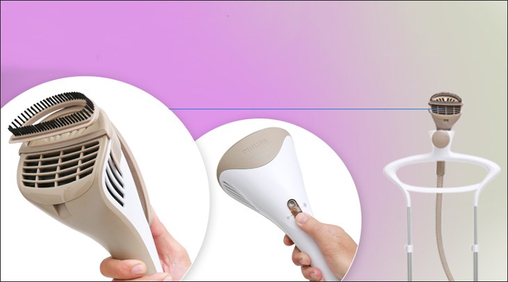 Bàn ủi hơi nước đứng Philips GC576 2200W có thể phun hơi nóng và ủi thằng quần áo