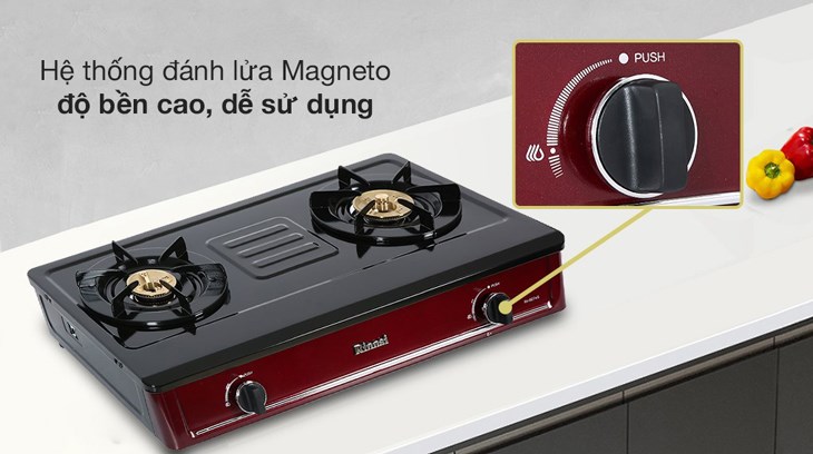 Bếp ga đôi Rinnai RV-B274SR(EB) sử dụng hệ thống đánh lửa Magneto nhạy bén và bền bỉ