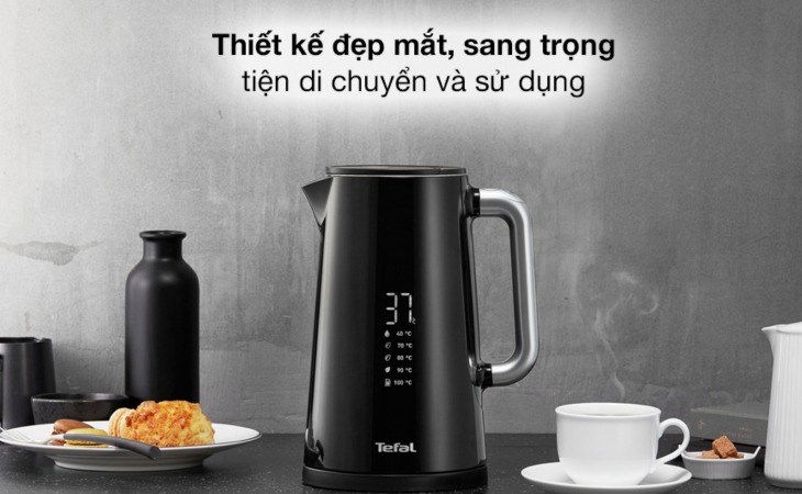 Bình đun siêu tốc Tefal KO850810 có thiết kế sang trọng, làm tăng vẻ đẹp không gian bếp