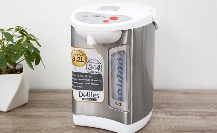 Bình thủy điện Delites EKA-3.8CG2 3.2 lít có chất liệu tốt, bảo đảm an toàn