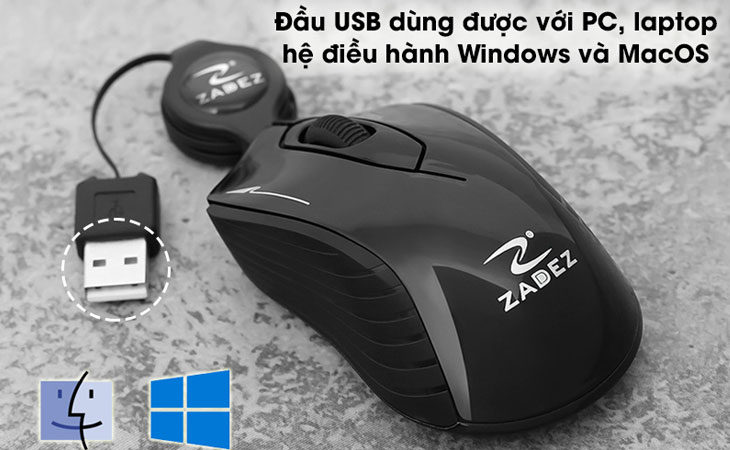Chuột có dây Zadez có khả năng tương thích với hầu hết thiết bị