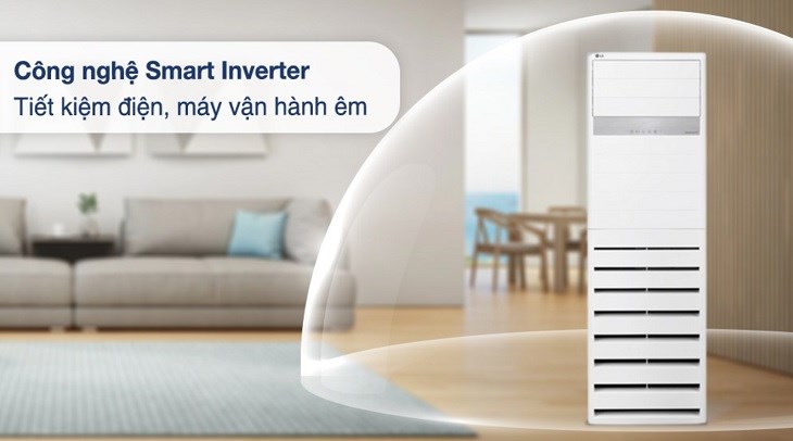 Máy lạnh tủ đứng LG Inverter 4 HP ZPNQ36GR5A0 có hiệu quả tiết kiệm điện đáng kể và vận hành êm ái nhờ công nghệ Smart Inverter