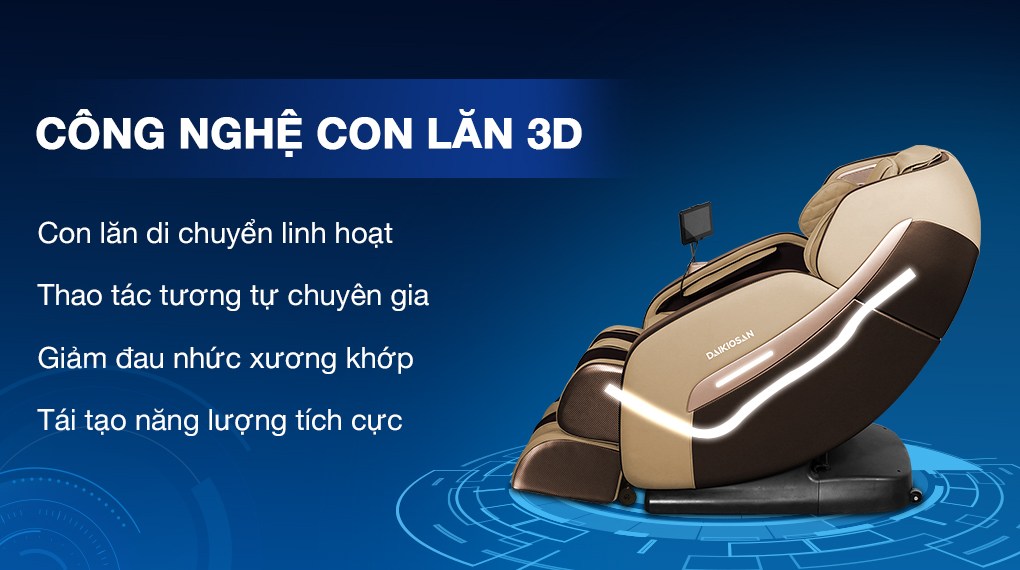 Ghế massage Daikiosan DKGM-10004 có con lăn 3D giúp giảm đau mỏi hiệu quả