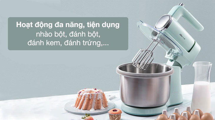 Máy nhồi bột đánh trứng Bear DDQ-B03V1 có đa dạng chức năng sử dụng như: nhào bột, đánh bột, đánh kem, đánh trứng,...
