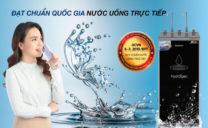 Máy lọc nước RO nóng nguội lạnh Sanaky VH202HY3 11 lõi cho nước sau lọc uống trực tiếp không cần đun sôi