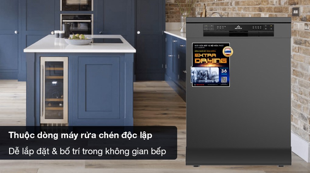 Máy rửa chén độc lập Hòa Phát HD F1206EBB TM được bảo hành 3 năm chính hãng