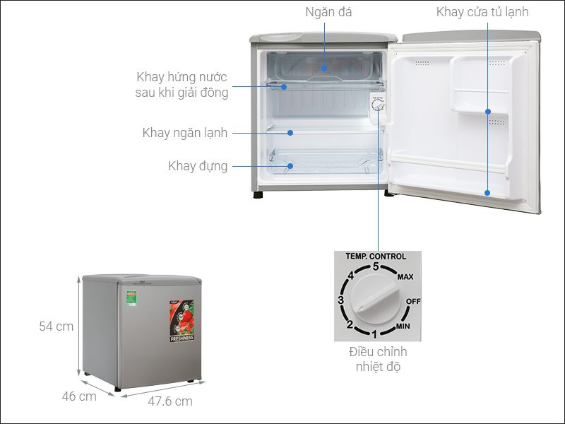 kích thước tủ lạnh 50 lít