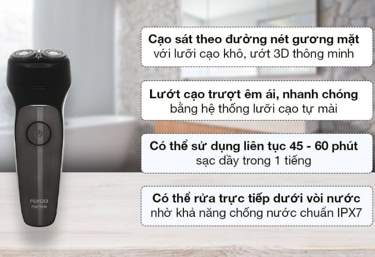 Máy cạo râu khô và ướt Flyco FS879VN có hệ thống lưỡi cạo thông minh