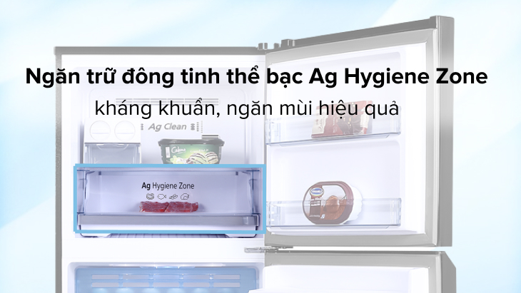 Tủ lạnh Panasonic Inverter 366 lít NR-TL381GPKV có ngăn trữ đông tinh thể bạc Ag Hygiene Zone