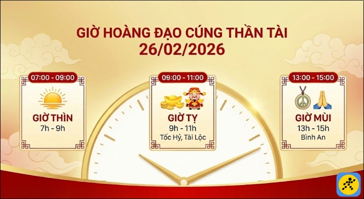 Khung giờ đẹp để cúng vía Thần Tài năm 2026