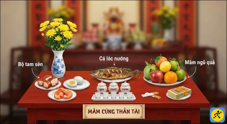 Mâm cúng truyền thống trong ngày vía Thần Tài