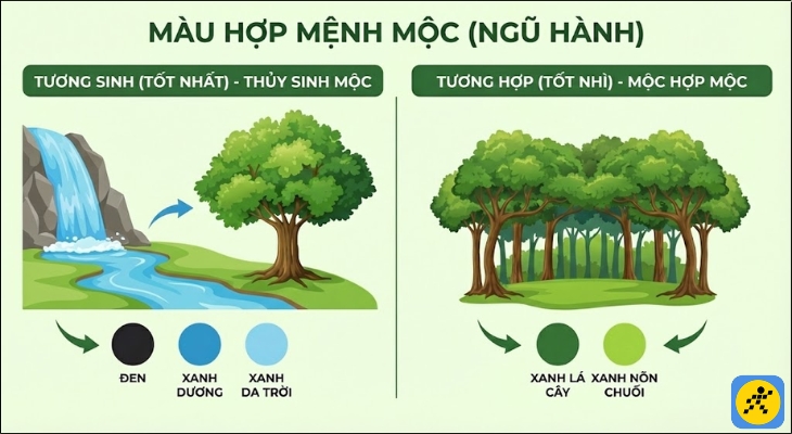 Đen tuyền, Xanh nước biển, Xanh da trời chính là những màu sắc đại cát, mang lại năng lượng tích cực nhất cho người mệnh Mộc