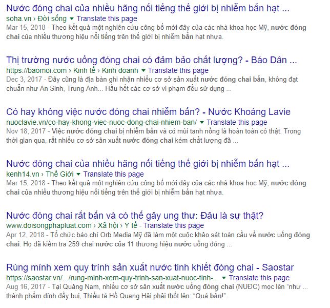 nước bình bẩn