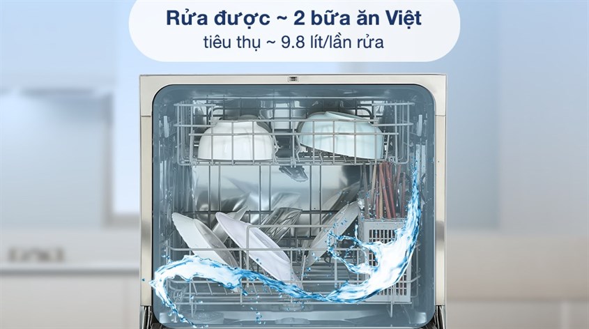 Máy rửa chén mini Galanz W8A2Q1-0E1(W) nhỏ gọn, trang bị bảng điều khiển cảm ứng hiện đại