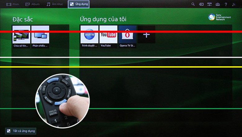 Nếu tivi Sony bị sọc giao diện Menu, bạn hãy rút phích cắm tivi và gắn lại