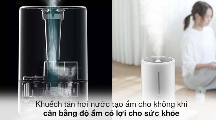 Máy tạo độ ẩm Deerma F628 sử dụng khuếch tán hơi nước tạo ẩm cho không khí, cân bằng độ ẩm có lợi cho sức khỏe