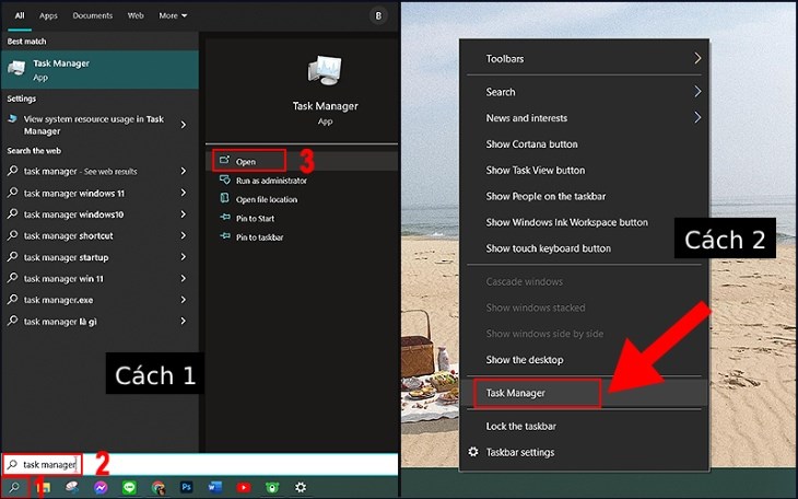 Bạn chọn Task Manager để mở tab