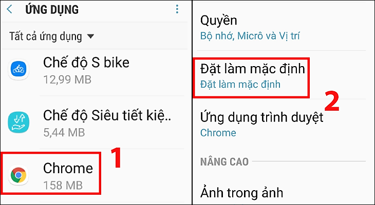 Nhấn chọn ứng dụng muốn xóa mặc định > Cuộn xuống chọn Đặt làm mặc định