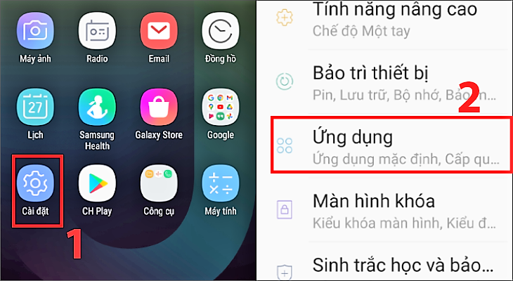 Truy cập vào Settings (cài đặt) > Apps (ứng dụng)