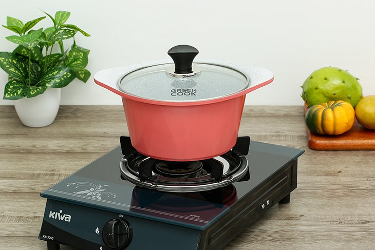 Nồi Ceramic nắp kính 20 cm Green Cook GCS02-20IH dùng được trên cả bếp từ, bếp ga, bếp hồng ngoại