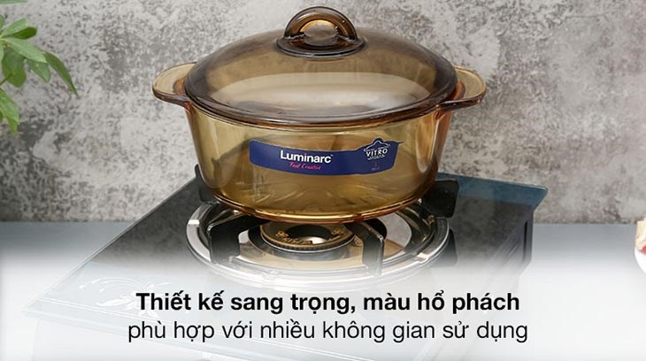 Nồi thủy tinh nắp thủy tinh 21 cm Luminarc Amberline Granite 2 lít có tính thẩm mỹ cao với thiết kế sang trọng và màu hổ phách lạ mắt