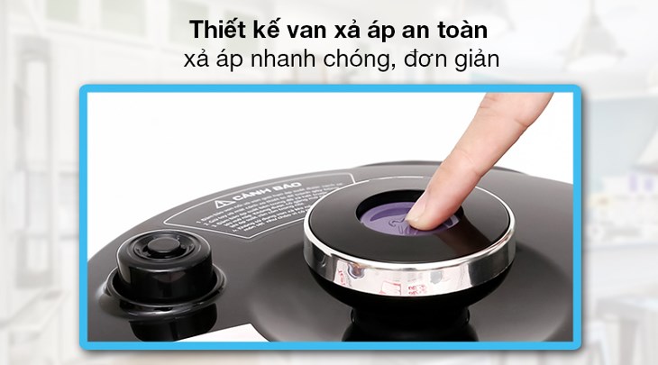 Nồi áp suất điện Tefal CY601868 6 lít được thiết kế van xả áp tự động, đảm bảo an toàn cho người dùng khỏi nóng, bỏng