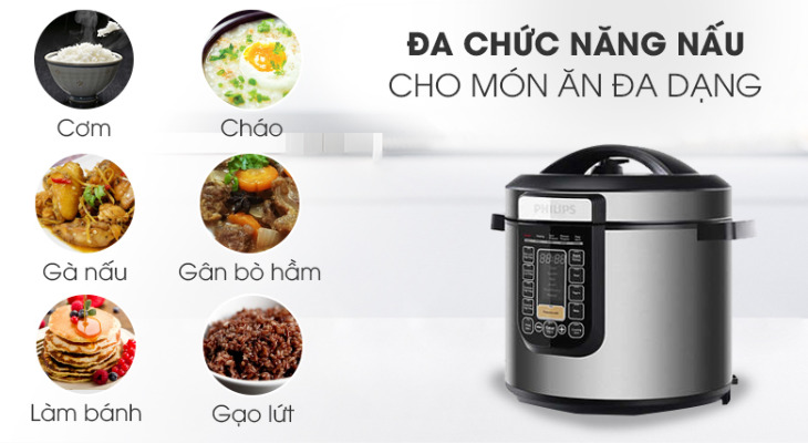 Nồi áp suất Philips có nhiều chương trình nấu được cài đặt sẵn