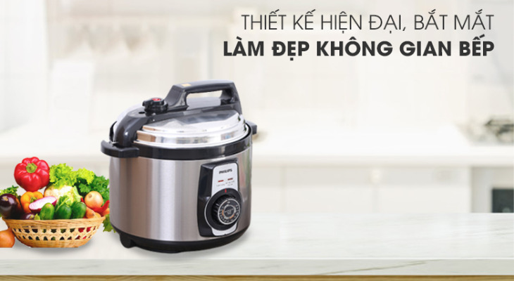 Nồi áp suất điện Philips HD2103/66 5 lít có thiết kế hiện đại, sang trọng