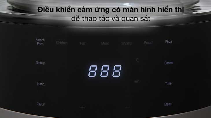 Nồi chiên không dầu Cuckoo CAF-F0410T 4.7 lít sử dụng bảng điều khiển cảm ứng có màn hình LED hiển thị sắc nét