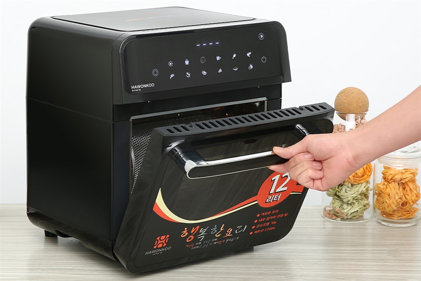 Lò chiên không dầu Hawonkoo AFH-120-BA với dung tích 12 lít cho bạn tha hồ nấu lượng lớn thực phẩm cùng lúc