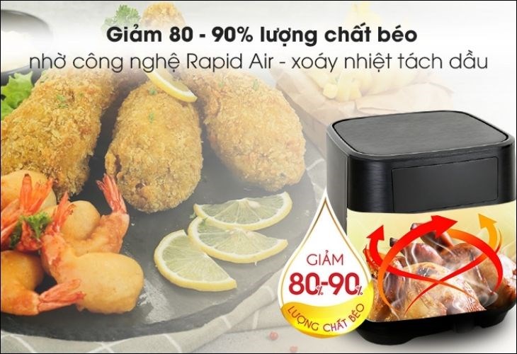 Công nghệ làm nóng Rapid Air giúp thực phẩm chín nhanh gấp 2 lần so với lò nướng thông thường