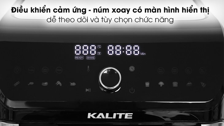 Màn hình điều khiển cảm ứng trên nồi chiên không dầu Kalite Q12 12 lít giúp người dùng thuận tiện thao tác