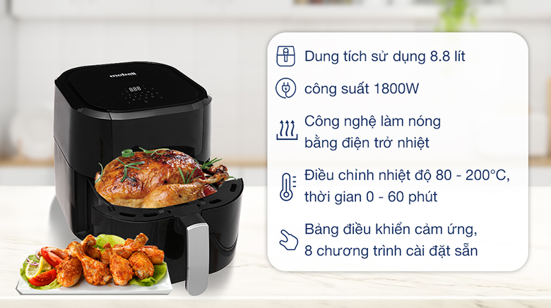 Nồi chiên không dầu Mobell YJ-711AD 8.8 lít có dung tích lên đến 8.8 lít