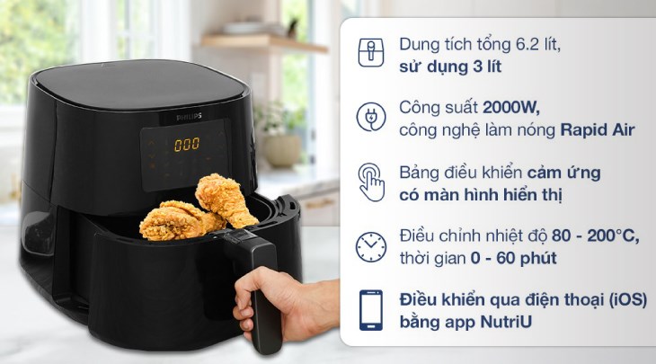 Nồi chiên không dầu Philips HD9280/90 6.2 lít đang được kinh doanh tại Điện máy XANH giá 2.899.000 VNĐ (cập nhật 08/2023, có thể thay đổi theo thời gian)