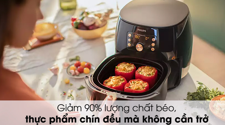 Nồi chiên không dầu Philips HD9860/90 XXL 7.3 lít được trang bị công nghệ Rapid Air