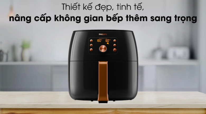 Nồi chiên không dầu Philips HD9860/90 XXL 7.3 lít với thiết kế tinh tế, nâng cấp không gian thêm sang trọng