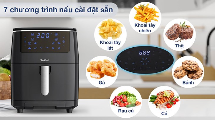 Nồi chiên không dầu kết hợp hấp Tefal FW201815 6.5 lít sở hữu 7 chương trình nấu cài đặt sẵn giúp người dùng chế biến món ăn dễ dàng, tiết kiệm thời gian