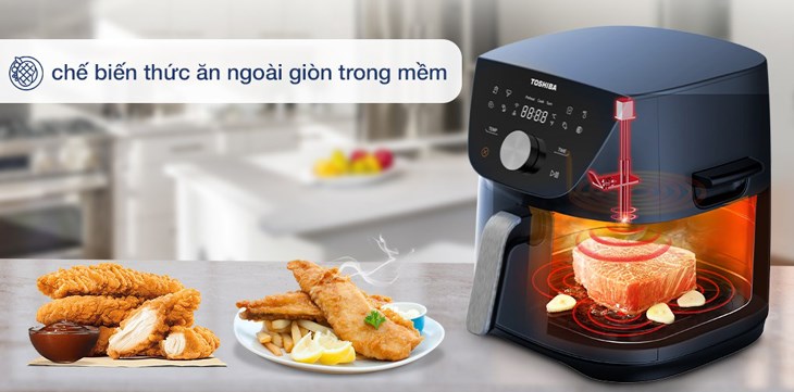 Nồi chiên không dầu Toshiba AF-74CS2SRVN(B) 7.4 lít có khả năng kiểm soát nhiệt độ ổn định trong quá trình nấu để món ăn thêm ngon