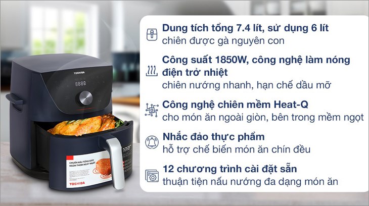 Nồi chiên không dầu Toshiba AF-74CS2SRVN(B) 7.4 lít được bán với giá từ 2.490.000 đồng (cập nhật 08/2023 và có thể thay đổi theo thời gian)