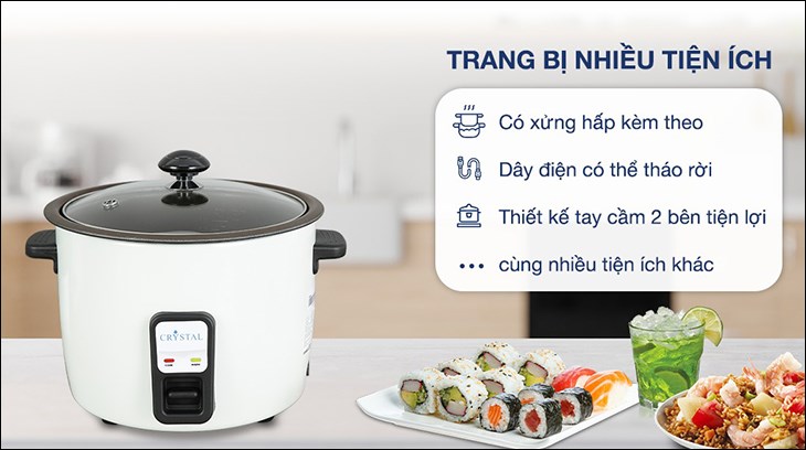 Nồi cơm nắp rời Crystal 1.8 lít NCR1803 có mức giá 750.000 đồng (giá được cập nhật vào tháng 07/2023 và có thể thay đổi theo thời gian)