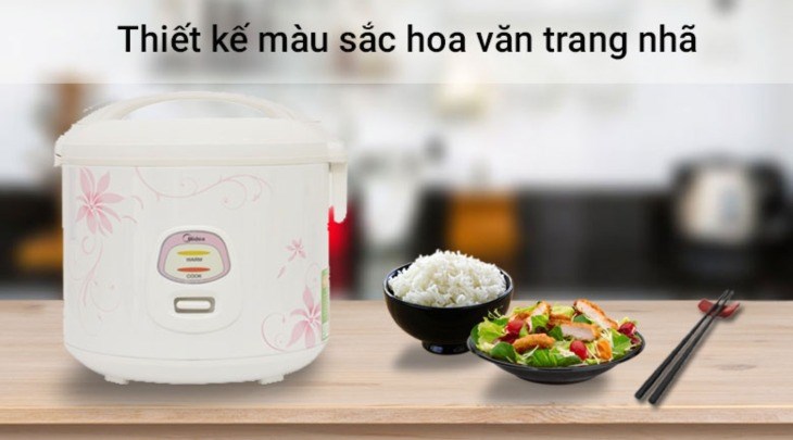 Nồi cơm điện Midea 1.8 lít MR-CM18SQ có thiết kế thanh lịch và màu sắc trang nhã