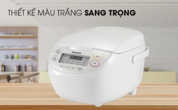 Nồi cơm điện tử Panasonic 1 lít SR-CP108NRA có màu trắng sang trọng giúp làm đẹp không gian bếp