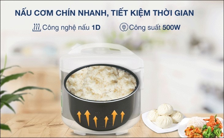 Nồi cơm nắp gài Panasonic 1 lít SR-MVN10LRAX sở hữu công nghệ nấu 1D giúp nấu cơm nhanh chóng