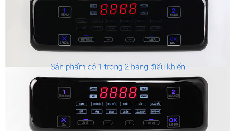 Bảng điều khiển tiếng Việt - Nồi cơm 2 ngăn đa năng Sharp 1.8 lít KN-TC50VN-WH