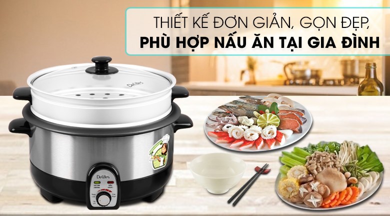 Nồi lẩu điện Delites CBR35-80 3.5 lít với giá bán 710.000 đồng tại Điện máy XANH