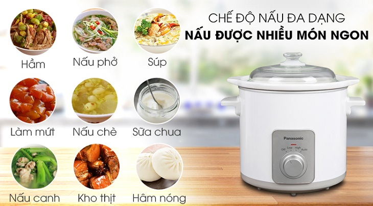 Nồi nấu chậm Panasonic được trang bị đa dạng chức năng nấu, đáp ứng tối đa nhu cầu cho người dùng