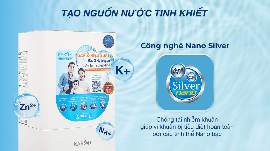 Máy lọc nước Karofi U98 tạo ra nước hydrogen giúp làm chậm quá trình lão hóa, cho làn da khỏe đẹp