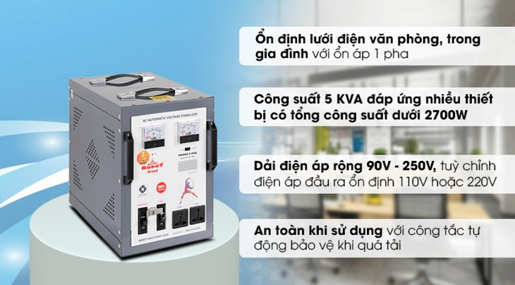 Ổn áp Robot 50KVA 150 có khả năng tự ngắt điện khi quá tải