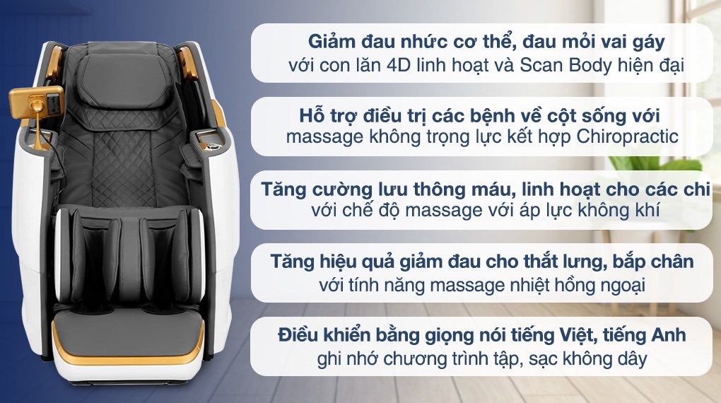 Ghế Massage Poongsan MCP-806 có chức năng Chiropractic giúp nắn lại vị trí cột sống và giảm tình trạng đau lưng