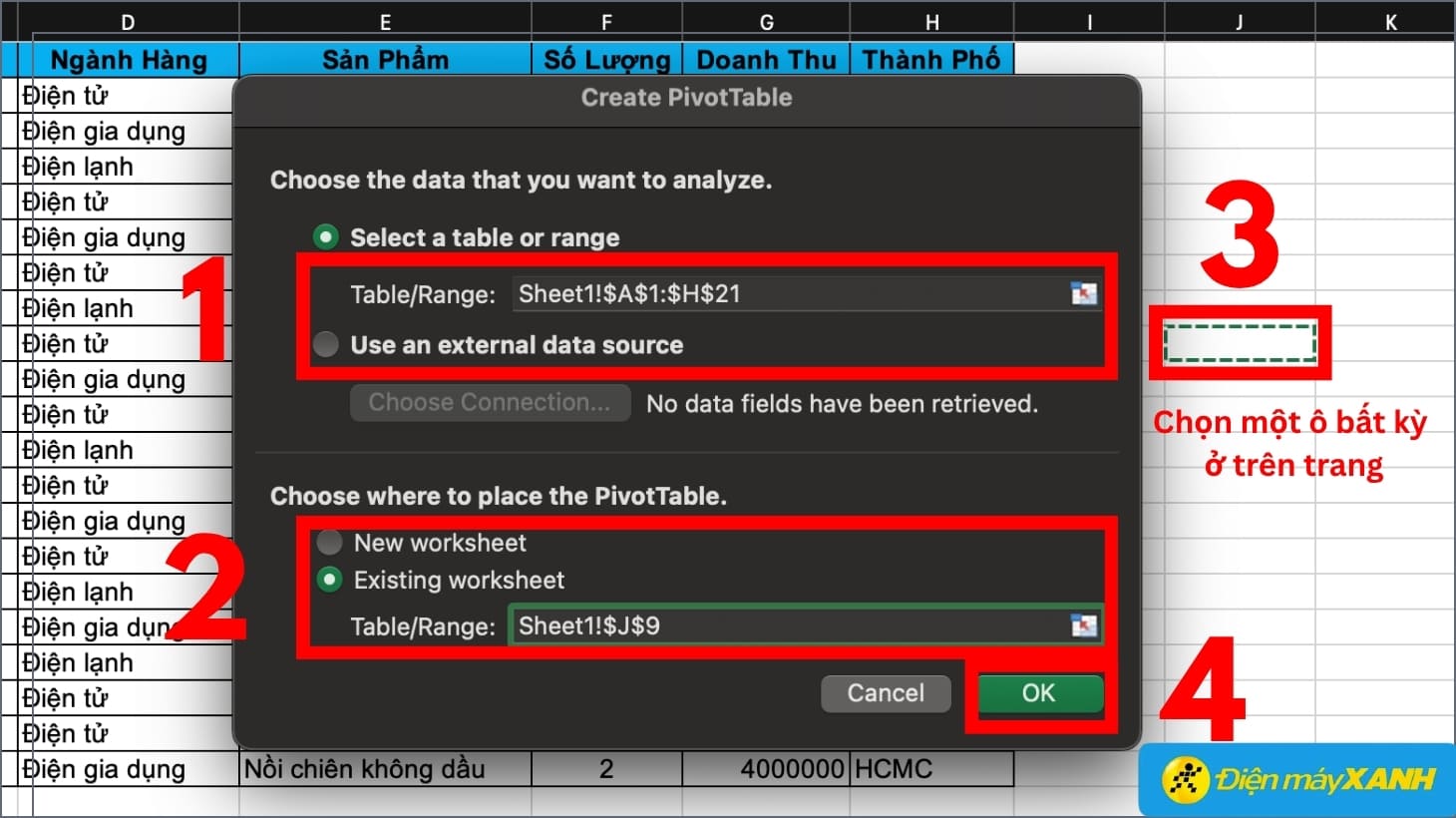 Cách sử dụng Pivot Table trong Excel